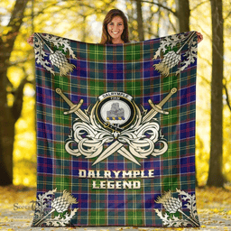 Scottish Premium Blanket Dalrymple Clan Tartan Blanket - Gold Courage Style Scottish Plaid Tartan Plaid
