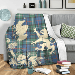 Scottish MacPhail Hunting Ancient Clan Tartan Blanket -  Lion Thistle Map Style Scottish Plaid Tartan Plaid