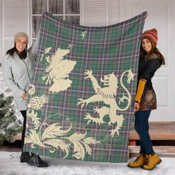 Scottish MacFarlane Hunting Ancient Clan Tartan Blanket -  Lion Thistle Map Style Scottish Plaid Tartan Plaid
