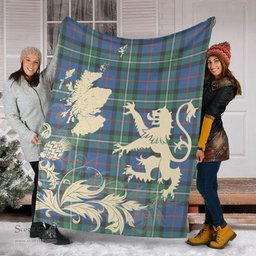 Scottish MacPhail Hunting Ancient Clan Tartan Blanket -  Lion Thistle Map Style Scottish Plaid Tartan Plaid