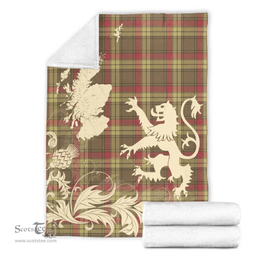 Scottish MacMillan Old Weathered Clan Tartan Blanket -  Lion Thistle Map Style Scottish Plaid Tartan Plaid