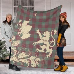 Scottish MacGregor Hunting Ancient Clan Tartan Blanket -  Lion Thistle Map Style Scottish Plaid Tartan Plaid