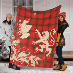 Scottish MacDonald of Sleat Clan Tartan Blanket -  Lion Thistle Map Style Scottish Plaid Tartan Plaid