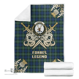 Scottish Premium Blanket Forbes Ancient Clan Tartan Blanket - Gold Courage Style Scottish Plaid Tartan Plaid