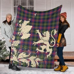 Scottish Logan Modern Clan Tartan Blanket -  Lion Thistle Map Style Scottish Plaid Tartan Plaid