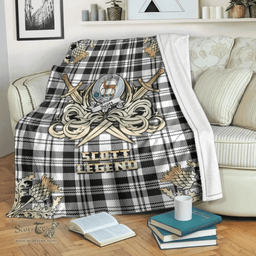 Scottish Premium Blanket Scott Black White Modern Clan Tartan Blanket - Gold Courage Style Scottish Plaid Tartan Plaid
