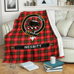Scottish Nesbitt (or Nisbet) Clan Tartan Blanket - Crest Classic Scottish Plaid Tartan Plaid