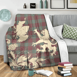 Scottish MacGregor Hunting Ancient Clan Tartan Blanket -  Lion Thistle Map Style Scottish Plaid Tartan Plaid