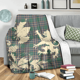 Scottish MacFarlane Hunting Ancient Clan Tartan Blanket -  Lion Thistle Map Style Scottish Plaid Tartan Plaid