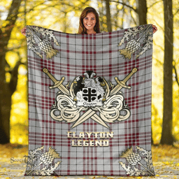 Scottish Premium Blanket Clayton Clan Tartan Blanket - Gold Courage Style Scottish Plaid Tartan Plaid