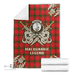 Scottish Premium Blanket MacQuarrie Modern Clan Tartan Blanket - Gold Courage Style Scottish Plaid Tartan Plaid