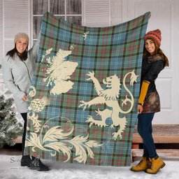 Scottish Paisley District Clan Tartan Blanket -  Lion Thistle Map Style Scottish Plaid Tartan Plaid