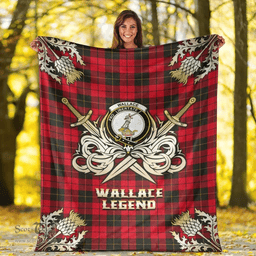 Scottish Premium Blanket Wallace Weathered Clan Tartan Blanket - Gold Courage Style Scottish Plaid Tartan Plaid