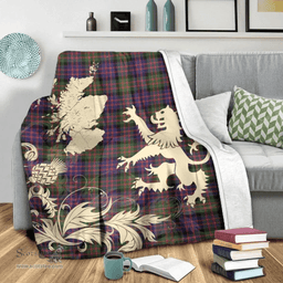 Scottish MacDonald Modern Clan Tartan Blanket -  Lion Thistle Map Style Scottish Plaid Tartan Plaid