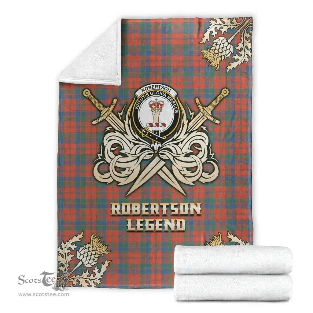 Scottish Premium Blanket Robertson Ancient Clan Tartan Blanket - Gold Courage Style Scottish Plaid Tartan Plaid