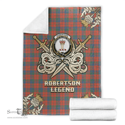 Scottish Premium Blanket Robertson Ancient Clan Tartan Blanket - Gold Courage Style Scottish Plaid Tartan Plaid