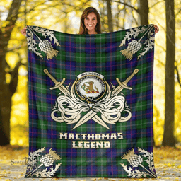 Scottish Premium Blanket MacThomas Modern Clan Tartan Blanket - Gold Courage Style Scottish Plaid Tartan Plaid
