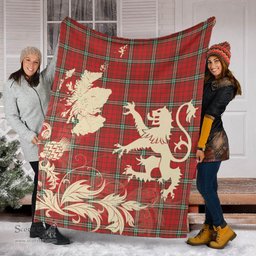 Scottish MacLay Modern Clan Tartan Blanket -  Lion Thistle Map Style Scottish Plaid Tartan Plaid