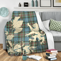 Scottish Paisley District Clan Tartan Blanket -  Lion Thistle Map Style Scottish Plaid Tartan Plaid