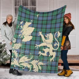 Scottish Morrison Ancient Clan Tartan Blanket -  Lion Thistle Map Style Scottish Plaid Tartan Plaid