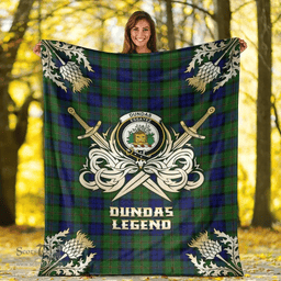 Scottish Premium Blanket Dundas Modern Clan Tartan Blanket - Gold Courage Style Scottish Plaid Tartan Plaid