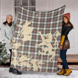 Scottish Stewart Dress Ancient Clan Tartan Blanket -  Lion Thistle Map Style Scottish Plaid Tartan Plaid