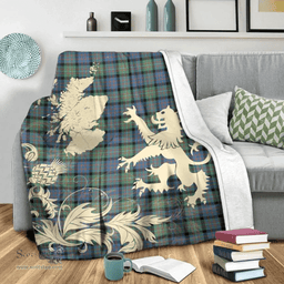 Scottish MacDonnell of Glengarry Ancient Clan Tartan Blanket -  Lion Thistle Map Style Scottish Plaid Tartan Plaid