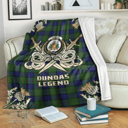 Scottish Premium Blanket Dundas Modern Clan Tartan Blanket - Gold Courage Style Scottish Plaid Tartan Plaid