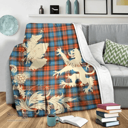 Scottish MacLachlan Ancient Clan Tartan Blanket -  Lion Thistle Map Style Scottish Plaid Tartan Plaid