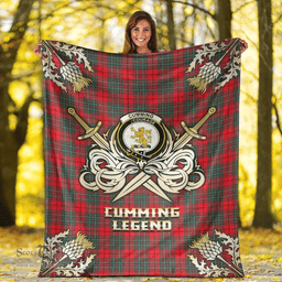 Scottish Premium Blanket Cumming Modern Clan Tartan Blanket - Gold Courage Style Scottish Plaid Tartan Plaid