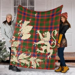 Scottish Nithsdale District Clan Tartan Blanket -  Lion Thistle Map Style Scottish Plaid Tartan Plaid