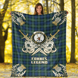 Scottish Premium Blanket Forbes Ancient Clan Tartan Blanket - Gold Courage Style Scottish Plaid Tartan Plaid