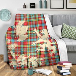 Scottish Ogilvie Clan Tartan Blanket -  Lion Thistle Map Style Scottish Plaid Tartan Plaid