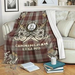 Scottish Premium Blanket Cunningham Burgundy Dancers Clan Tartan Blanket - Gold Courage Style Scottish Plaid Tartan Plaid