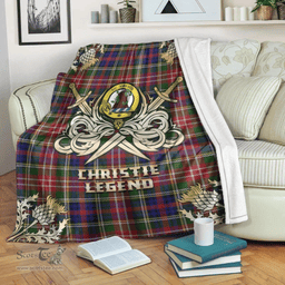 Scottish Premium Blanket Christie Clan Tartan Blanket - Gold Courage Style Scottish Plaid Tartan Plaid
