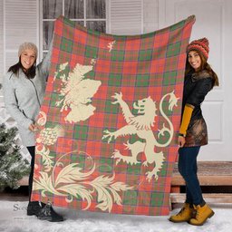 Scottish Grant Ancient Clan Tartan Blanket -  Lion Thistle Map Style Scottish Plaid Tartan Plaid