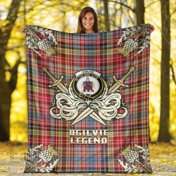 Scottish Premium Blanket Ogilvie of Airlie Ancient Clan Tartan Blanket - Gold Courage Style Scottish Plaid Tartan Plaid