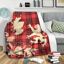 Scottish MacIan Clan Tartan Blanket -  Lion Thistle Map Style Scottish Plaid Tartan Plaid