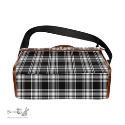 Scottish Canvas Bag Menzies Black & White Modern Clan Tartan Waterproof Canvas Bag - Classic Scottish Plaid Tartan Plaid