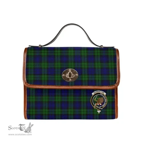 Scottish Canvas Bag Bannatyne Clan Clan Tartan Waterproof Canvas Bag - Crest Classic Scottish Plaid Tartan Plaid