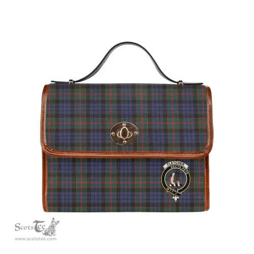 Scottish Canvas Bag Fletcher Clan Clan Tartan Waterproof Canvas Bag - Crest Classic Scottish Plaid Tartan Plaid