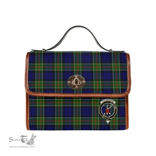Scottish Canvas Bag Colquhoun Clan Clan Tartan Waterproof Canvas Bag - Crest Classic Scottish Plaid Tartan Plaid