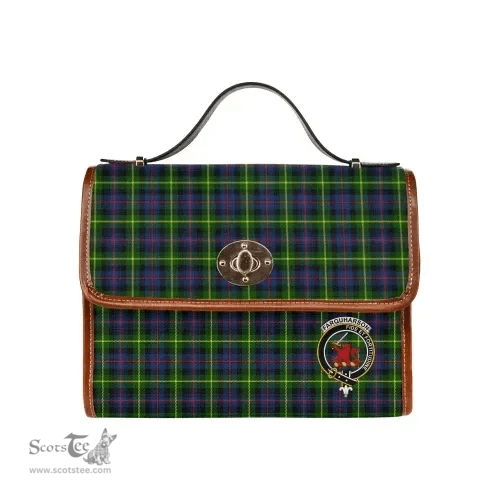 Scottish Canvas Bag Farquharson Clan Clan Tartan Waterproof Canvas Bag - Crest Classic Scottish Plaid Tartan Plaid
