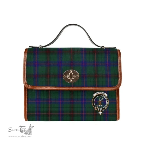 Scottish Canvas Bag Davidson Clan Clan Tartan Waterproof Canvas Bag - Crest Classic Scottish Plaid Tartan Plaid
