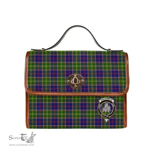 Scottish Canvas Bag Dalrymple Clan Clan Tartan Waterproof Canvas Bag - Crest Classic Scottish Plaid Tartan Plaid