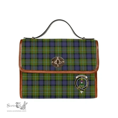 Scottish Canvas Bag Fergusson Modern Clan Clan Tartan Waterproof Canvas Bag - Crest Classic Scottish Plaid Tartan Plaid