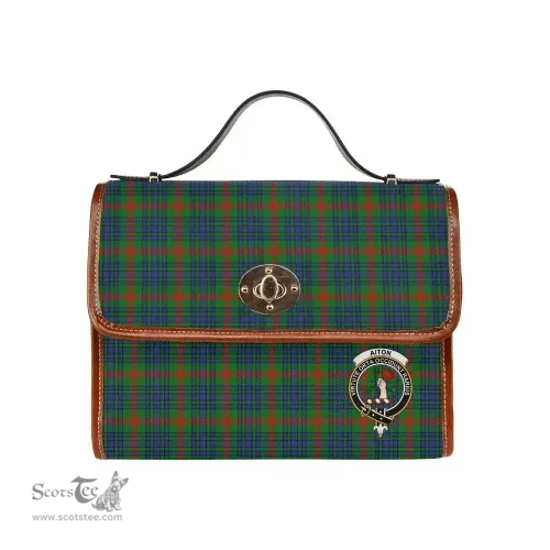 Scottish Canvas Bag Aiton Clan Clan Tartan Waterproof Canvas Bag - Crest Classic Scottish Plaid Tartan Plaid