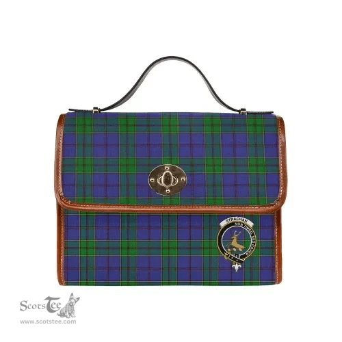 Scottish Canvas Bag Strachan Clan Clan Tartan Waterproof Canvas Bag - Crest Classic Scottish Plaid Tartan Plaid