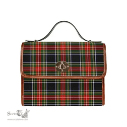 Scottish Canvas Bag Stewart Black Clan Tartan Waterproof Canvas Bag - Classic Scottish Plaid Tartan Plaid