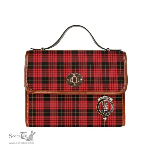 Scottish Canvas Bag MacQueen Clan Clan Tartan Waterproof Canvas Bag - Crest Classic Scottish Plaid Tartan Plaid
